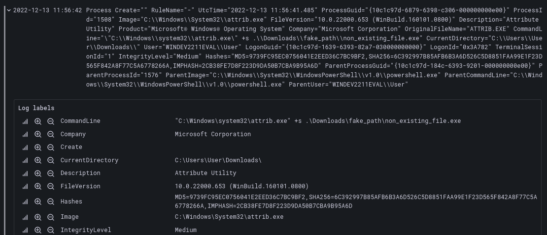 Results for Grafana Loki query for a Sigma rule