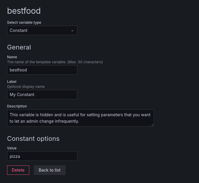 A screenshot of a constant variable.