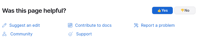 A screenshot of the feedback section of a docs page.