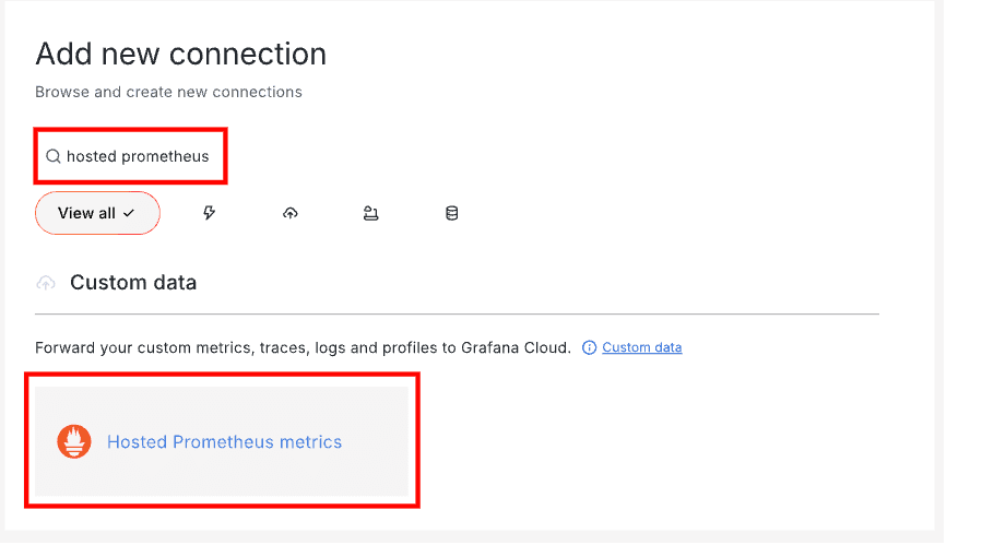 Add new connection menu