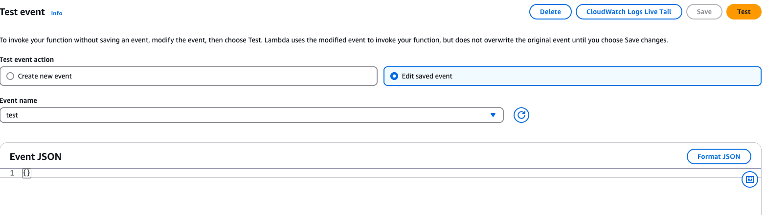 Editing a saved event