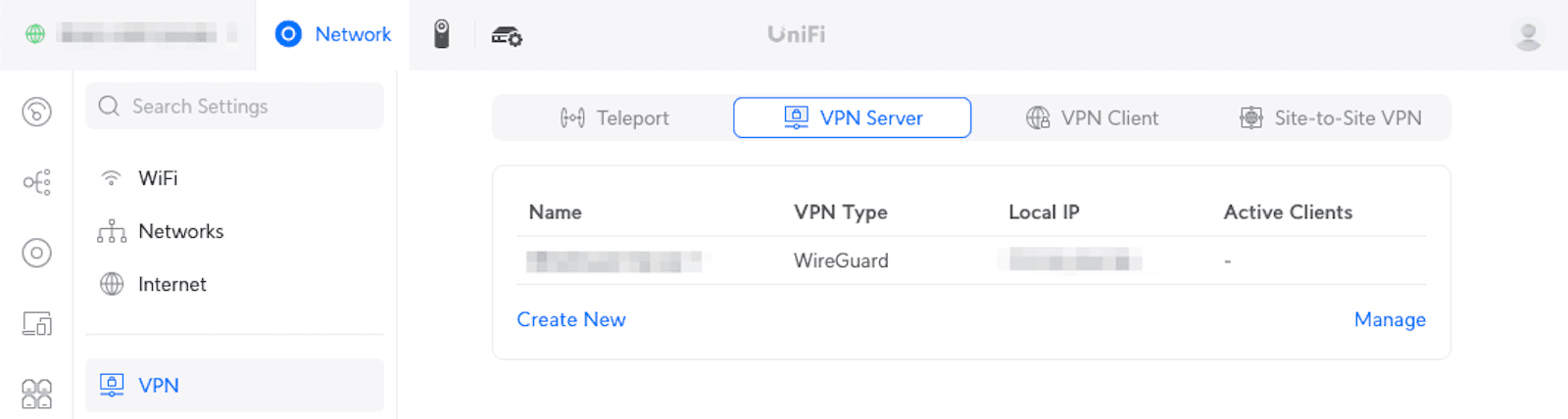 A screenshot showing how a the author's VPN server is configured on a UDM SE
