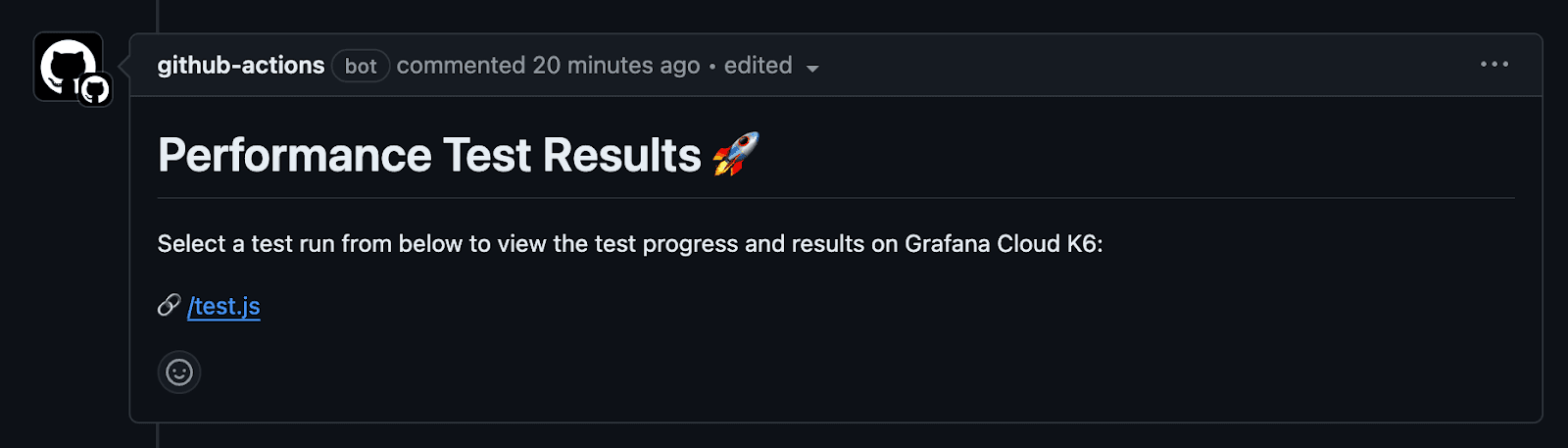 A screenshot of a comment on a pull request.