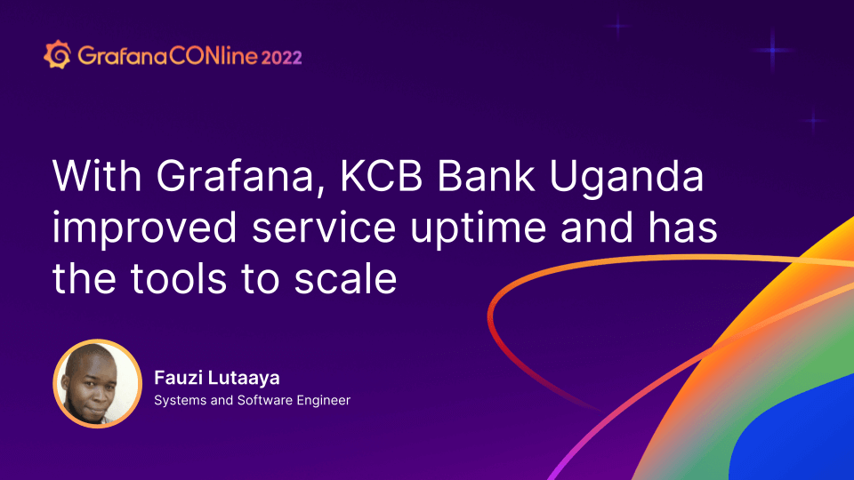 The title card for the GrafanaConline 2022 session, including the session title and a headshot of Fauzi Lutaaya.