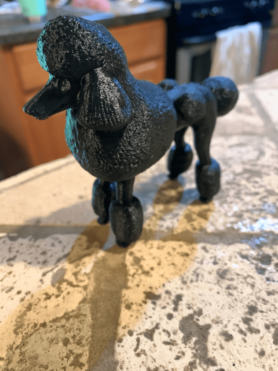 Miniature standard Poodle printed in black PLA