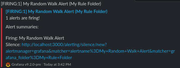 Screenshot of Grafana Alerting Slack message.