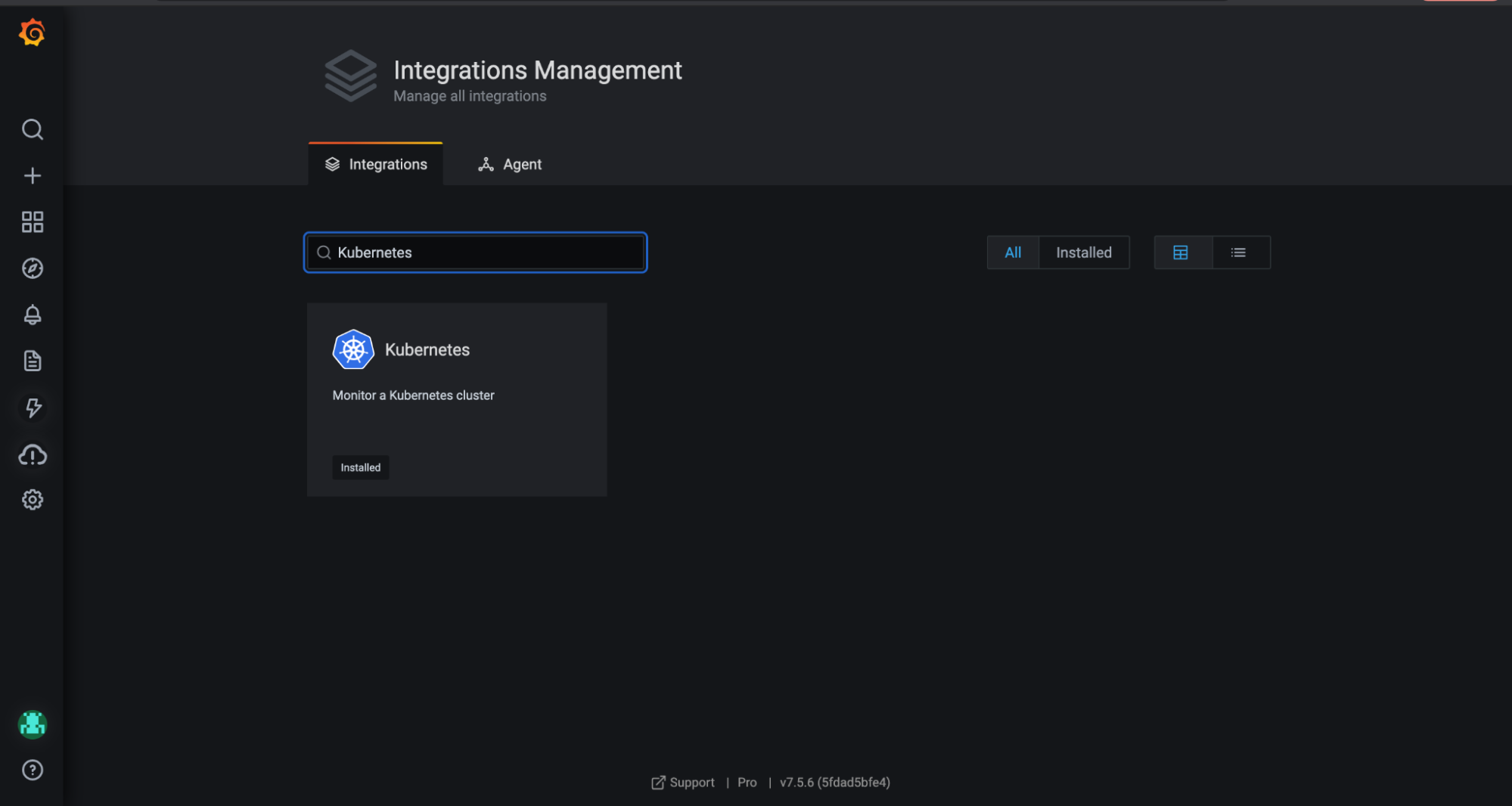 Grafana Cloud integration management UI