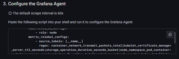 Grafana Cloud UI for configuring Grafana Agent