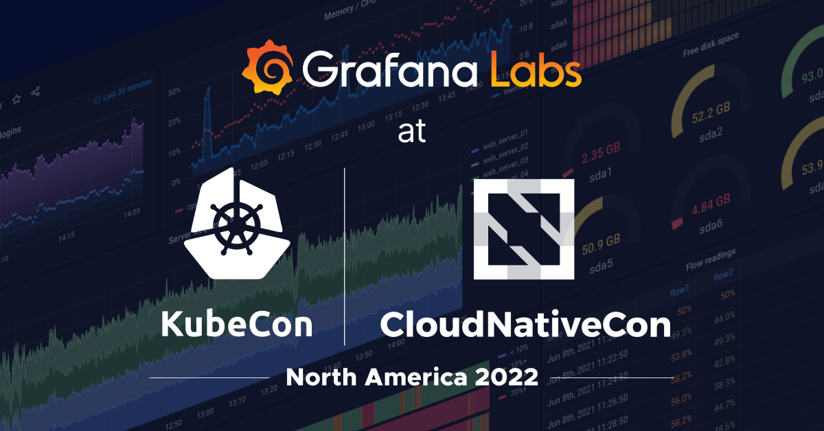 The KubeCon + CloudNativeCon logo, along with Grafana Labs logo