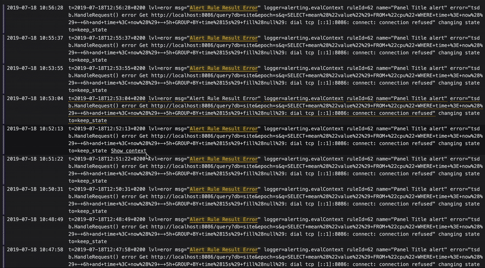 Log Row Content Show Context
