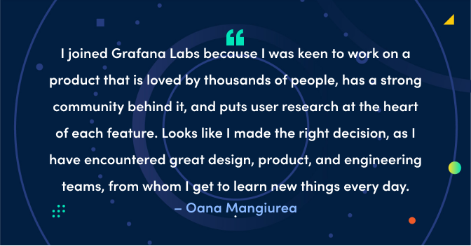Meet the Grafana Labs team: Oana Mangiurea, a UX designer working on Grafana Cloud