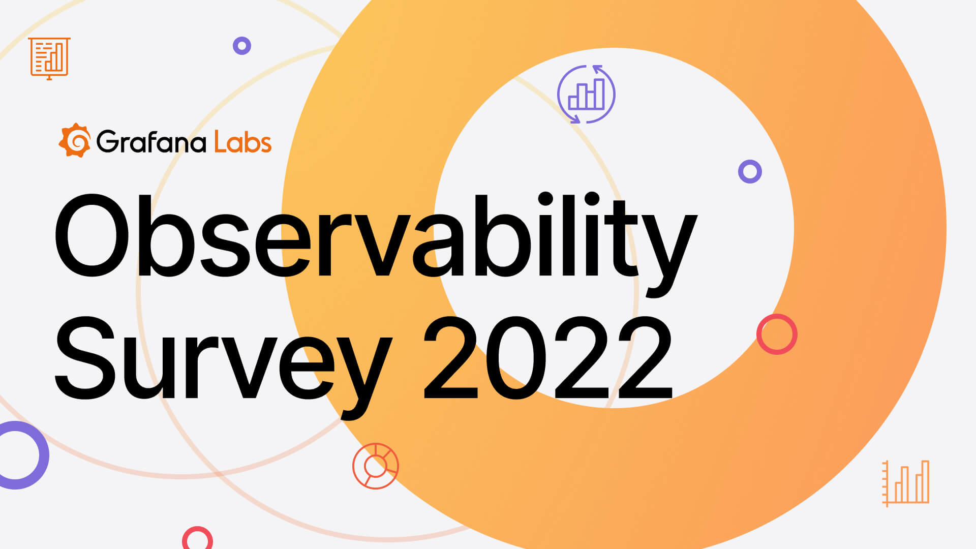 An illustration with chart icons that reads, Grafana Labs Observability Survey 2022