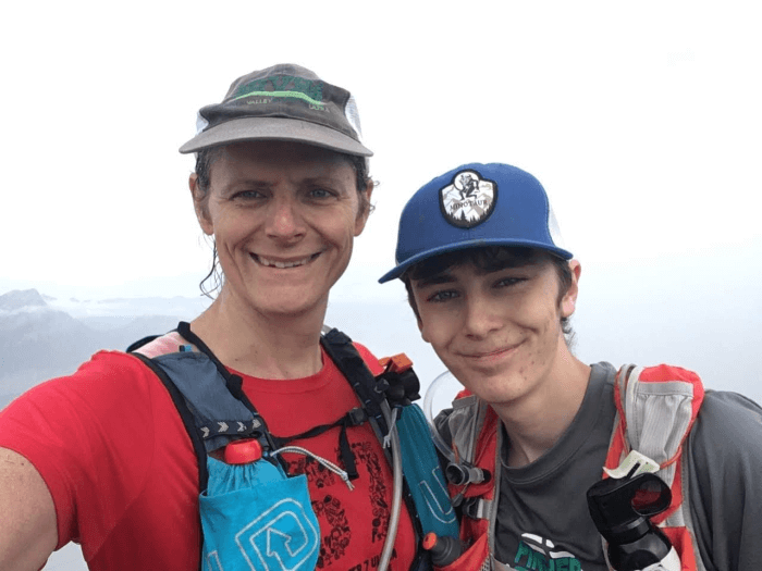 Stephanie and son summit selfie