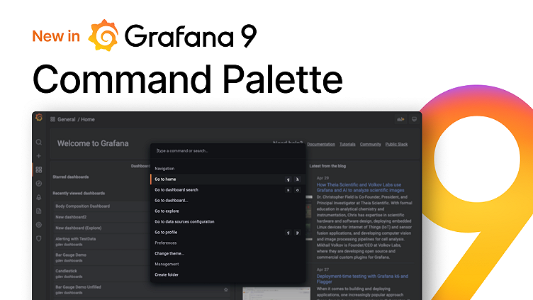New in Grafana 9: Introducing the command palette