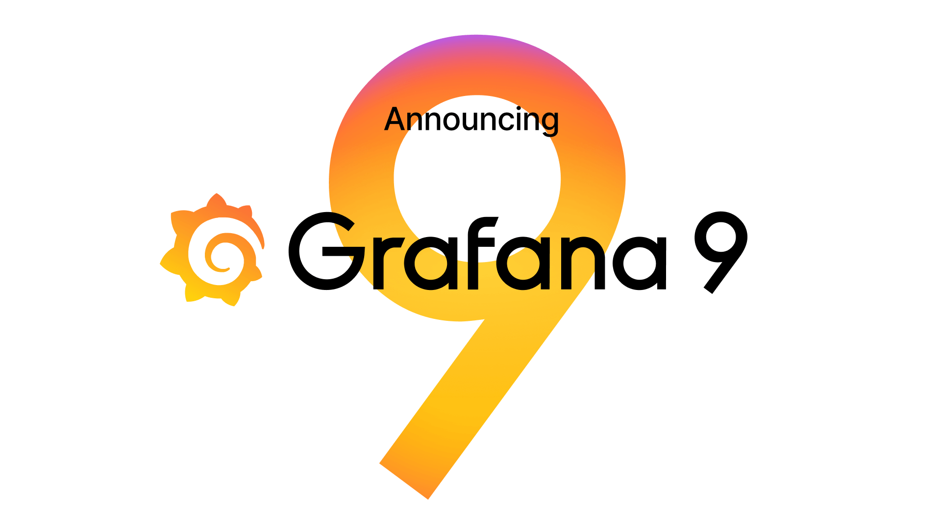 An illustration that includes the Grafana logo, the number nine, and the text, Introducing Grafana 9.