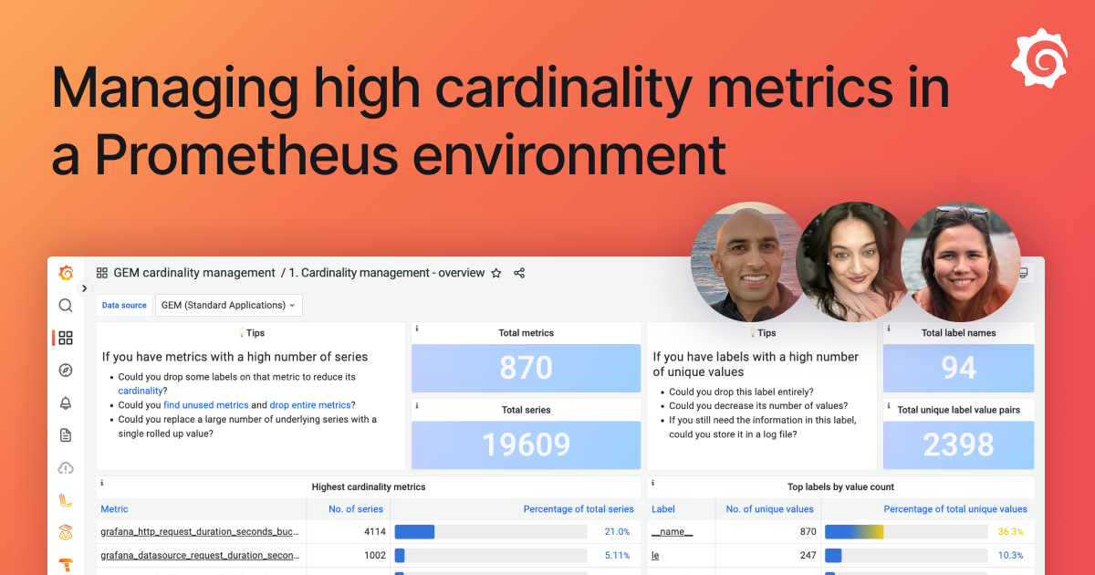 Managing high cardinality metrics in a Prometheus environment