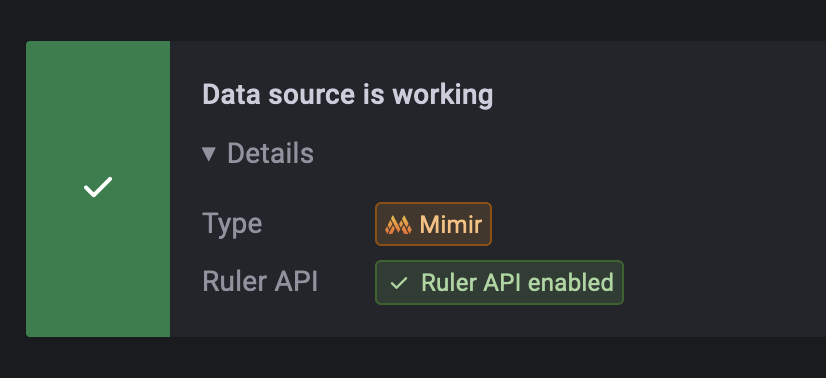 Successfully connected to a Mimir Prometheus datasource