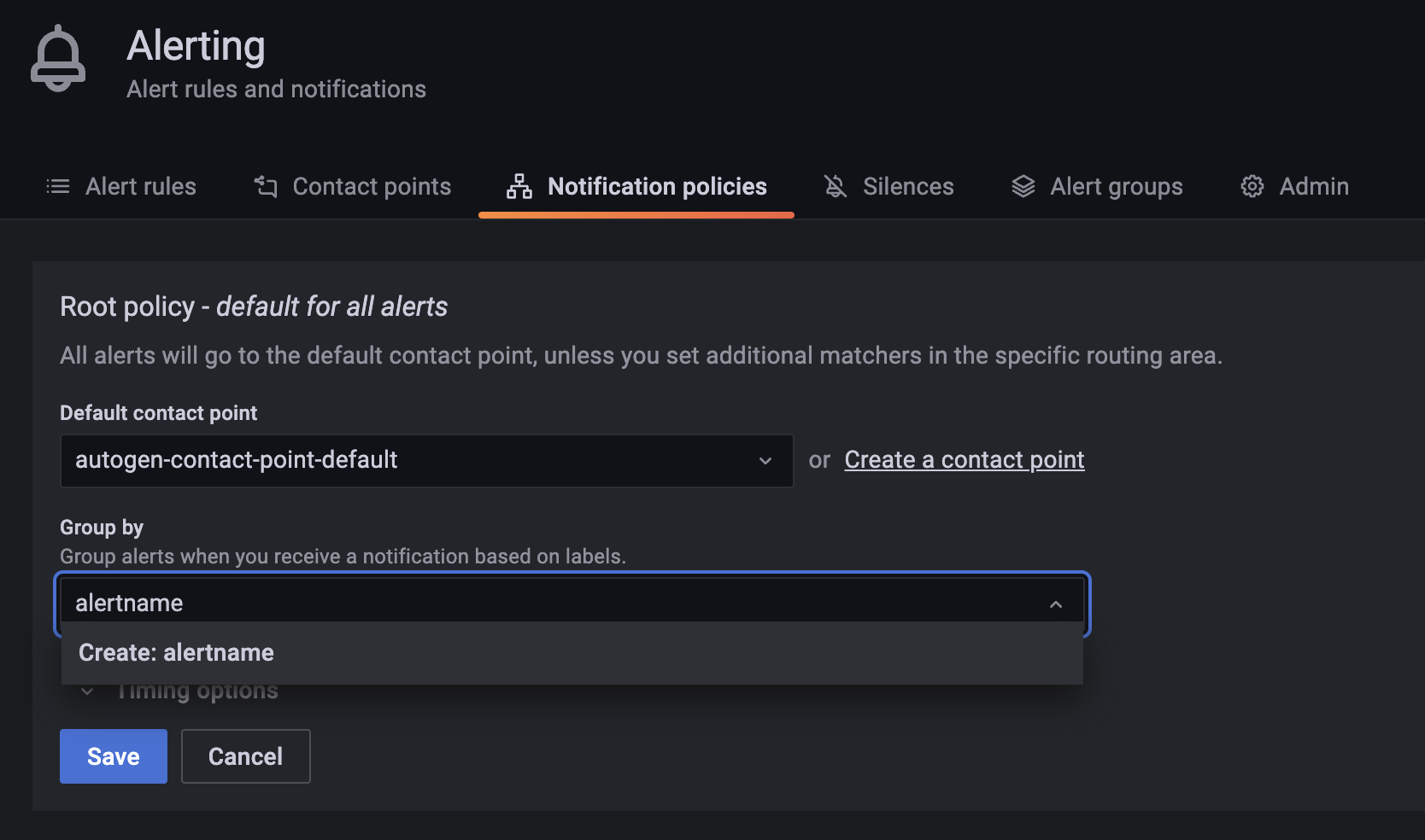 Notification policies grouping