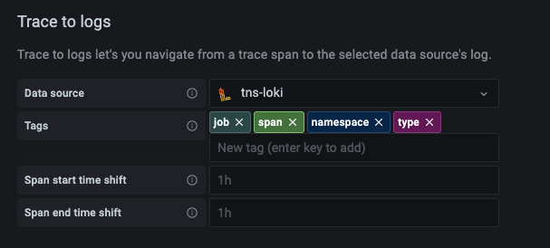 Trace to logs settings