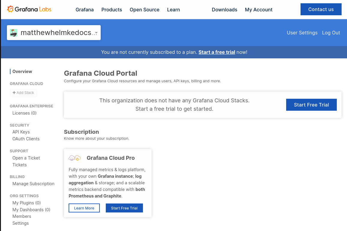 Cloud Portal Grafana Labs