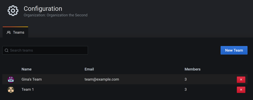 Team list