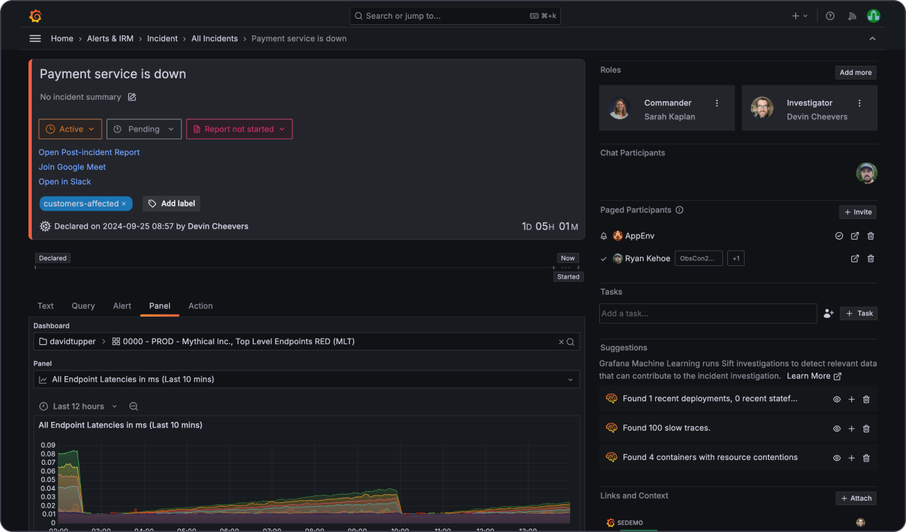 Grafana service monitoring